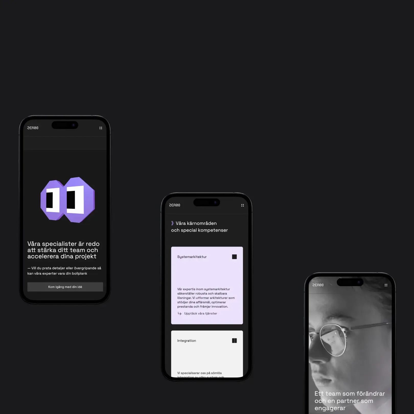 Smartphones som visar webbdesign