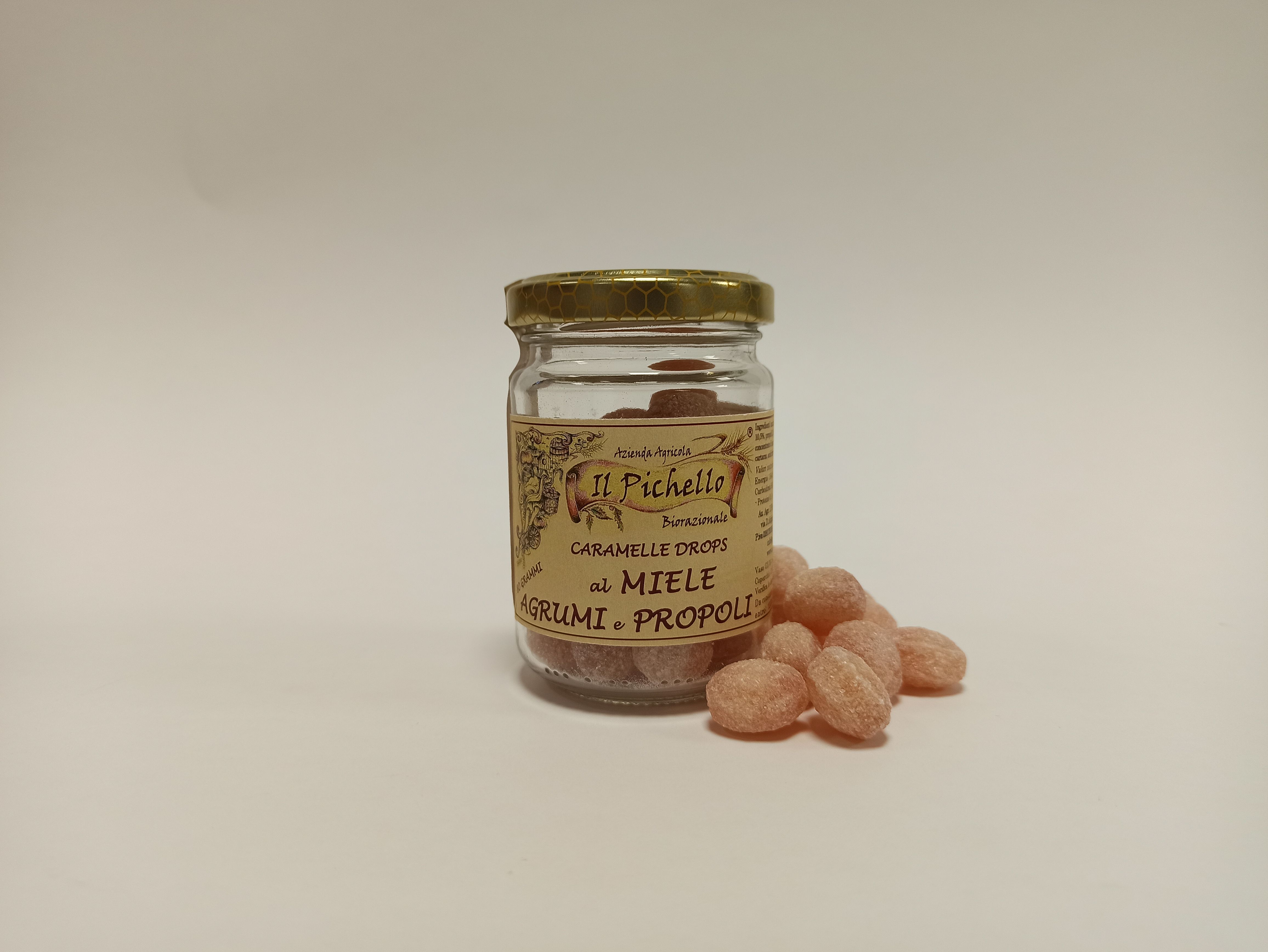 Caramelle Miele Agrumi E
propoli biorazionale dell'Azienda Agricola Il Pichello - Prodotti 
dell'alveare dall'Appennino Reggiano