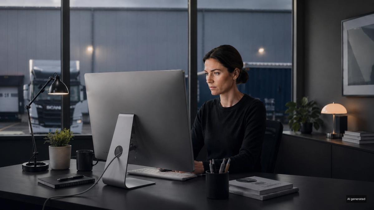 AI generated image of woman in front of a computer screen