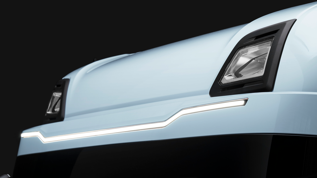 Close-up view of a modern vehicle front.