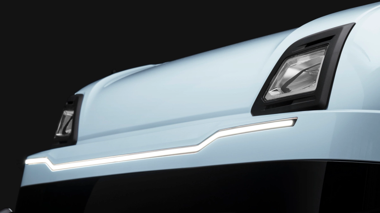 Close-up view of a modern vehicle front.