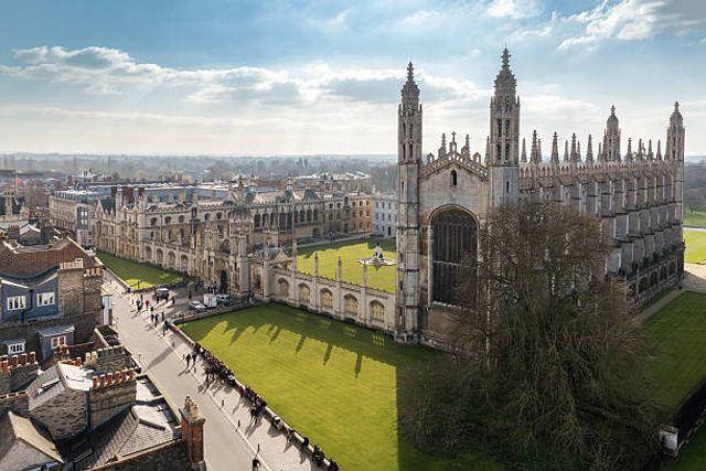 Aerial view of Cambridge University during IMC campus visit
