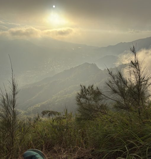 A misty valley view from the trail