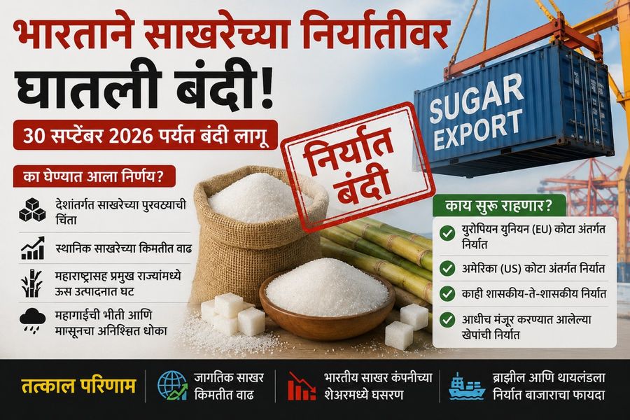 भारताने साखर निर्यातीवर बंदी का घातली? जाणून घ्या कारणे आणि परिणाम