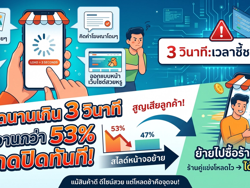 รู้หรือไม่? แค่เว็บโหลดช้าเกิน 3 วินาที ลูกค้าก็กดปุ่มปิดหนีไปหาร้านคู่แข่งแล้ว!