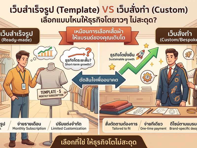 เว็บสำเร็จรูป VS เว็บสั่งทำ (Custom) เลือกแบบไหนให้ธุรกิจโตยาวๆ ไม่สะดุด?