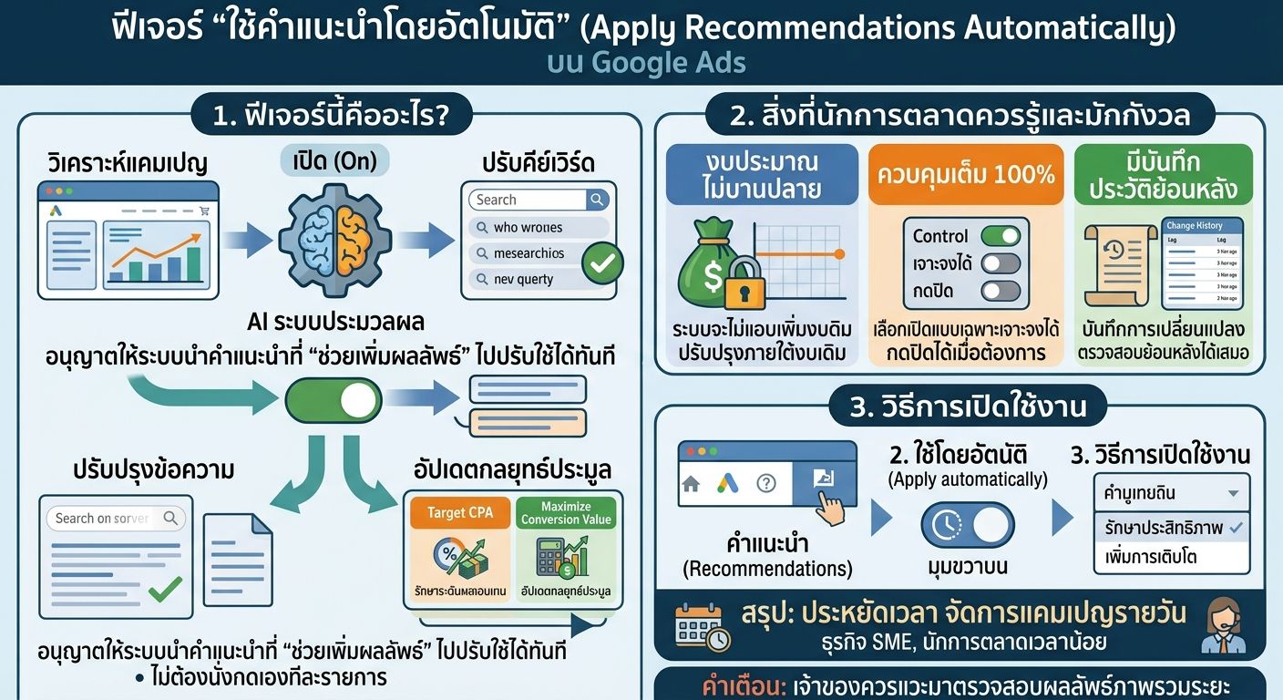 เจาะลึก Google Ads: การตั้งค่า "ใช้คำแนะนำโดยอัตโนมัติ" (Auto Apply Recommendations)