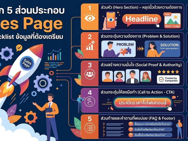 🚀 เจาะลึก 5 ส่วนประกอบ Sales Page และ Checklist ข้อมูลที่ต้องเตรียม