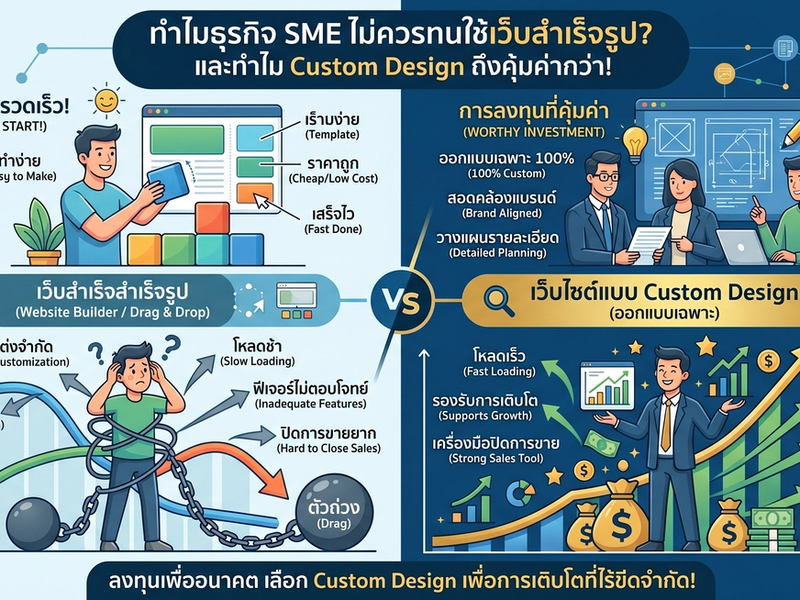 ทำเว็บทั้งที ทำไมธุรกิจ SME ถึงไม่ควรทนใช้ "เว็บสำเร็จรูป"? (อ่านจบตัดสินใจได้ทันที)