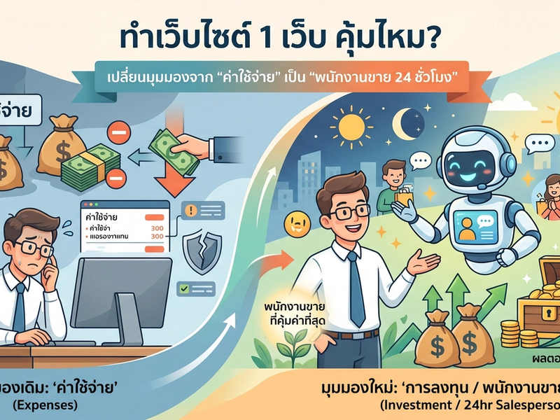 ทำเว็บไซต์ 1 เว็บ คุ้มไหม? เปลี่ยนมุมมองจาก "ค่าใช้จ่าย" เป็น "พนักงานขาย 24 ชั่วโมง"