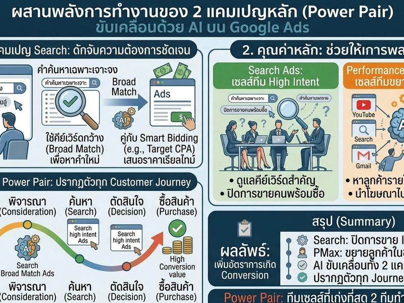 เจาะลึก Google Ads: คู่หูทรงพลัง Search + Performance Max ด้วยระบบ AI