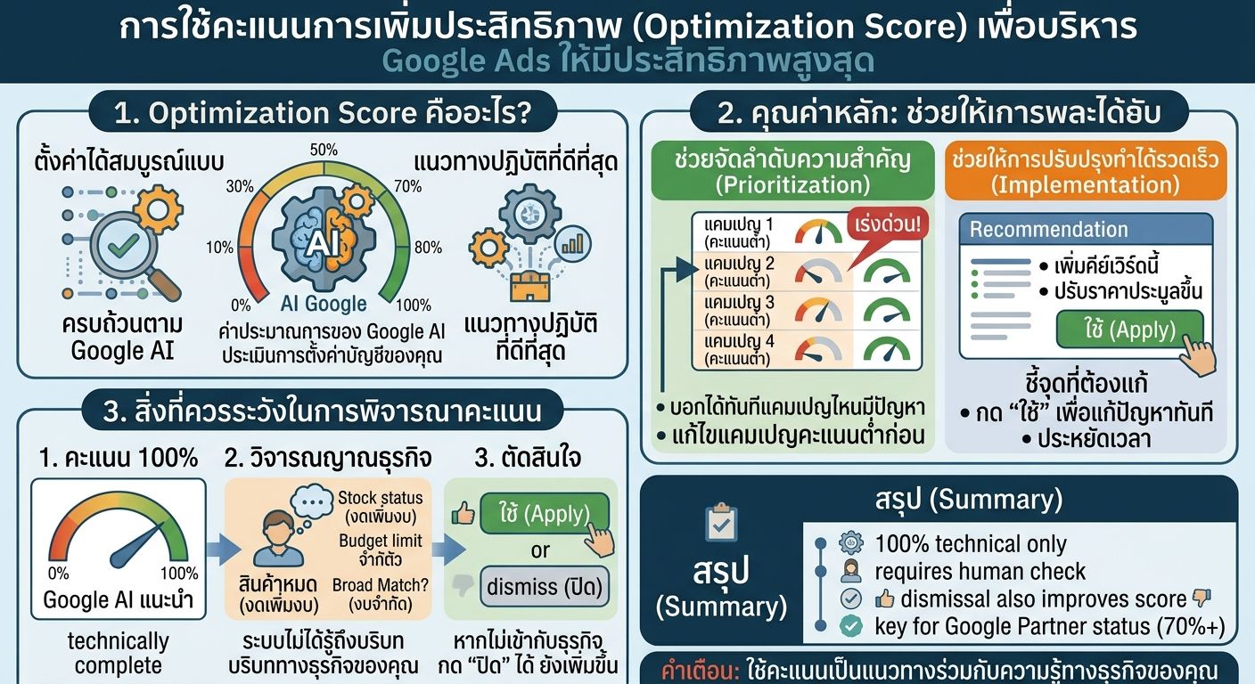 เจาะลึก Google Ads: ทำความรู้จักและค้นพบคุณค่าของ "คะแนนการเพิ่มประสิทธิภาพ" (Optimization Score)