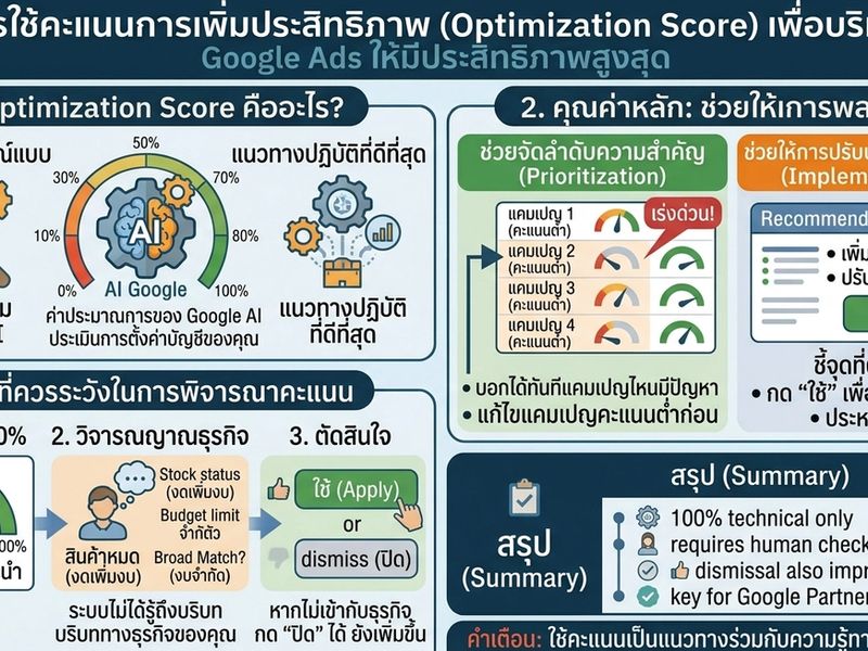 เจาะลึก Google Ads: ทำความรู้จักและค้นพบคุณค่าของ "คะแนนการเพิ่มประสิทธิภาพ" (Optimization Score)