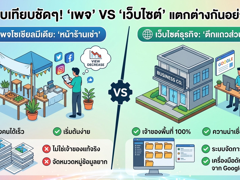 มีเพจ Facebook อยู่แล้ว จำเป็นต้องทำเว็บไซต์อีกไหม? สรุปความต่างที่คนทำธุรกิจต้องรู้!