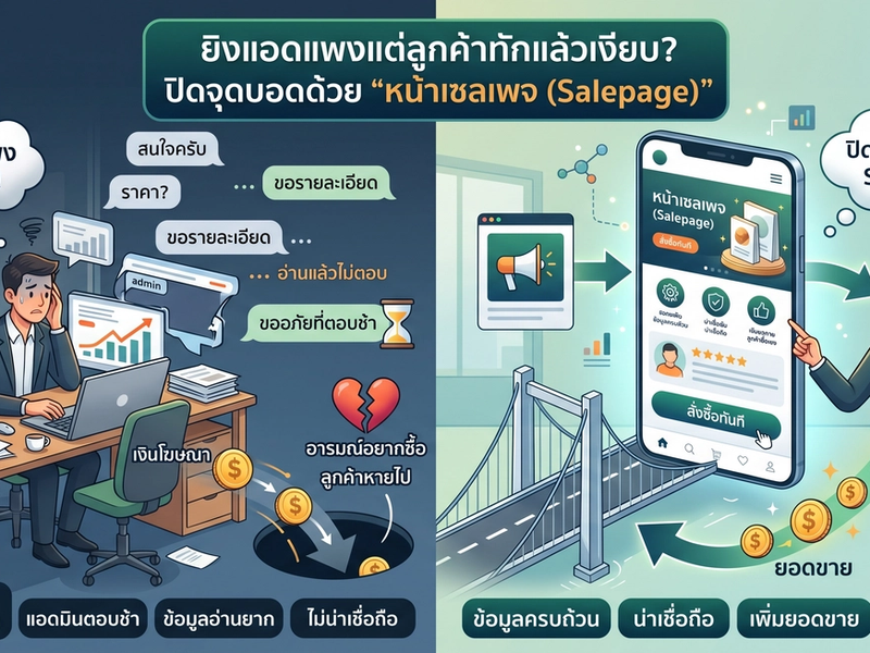 ยิงแอดแพงแต่ลูกค้าทักแล้วเงียบ? ปิดจุดบอดด้วย "หน้าเซลเพจ (Salepage)"