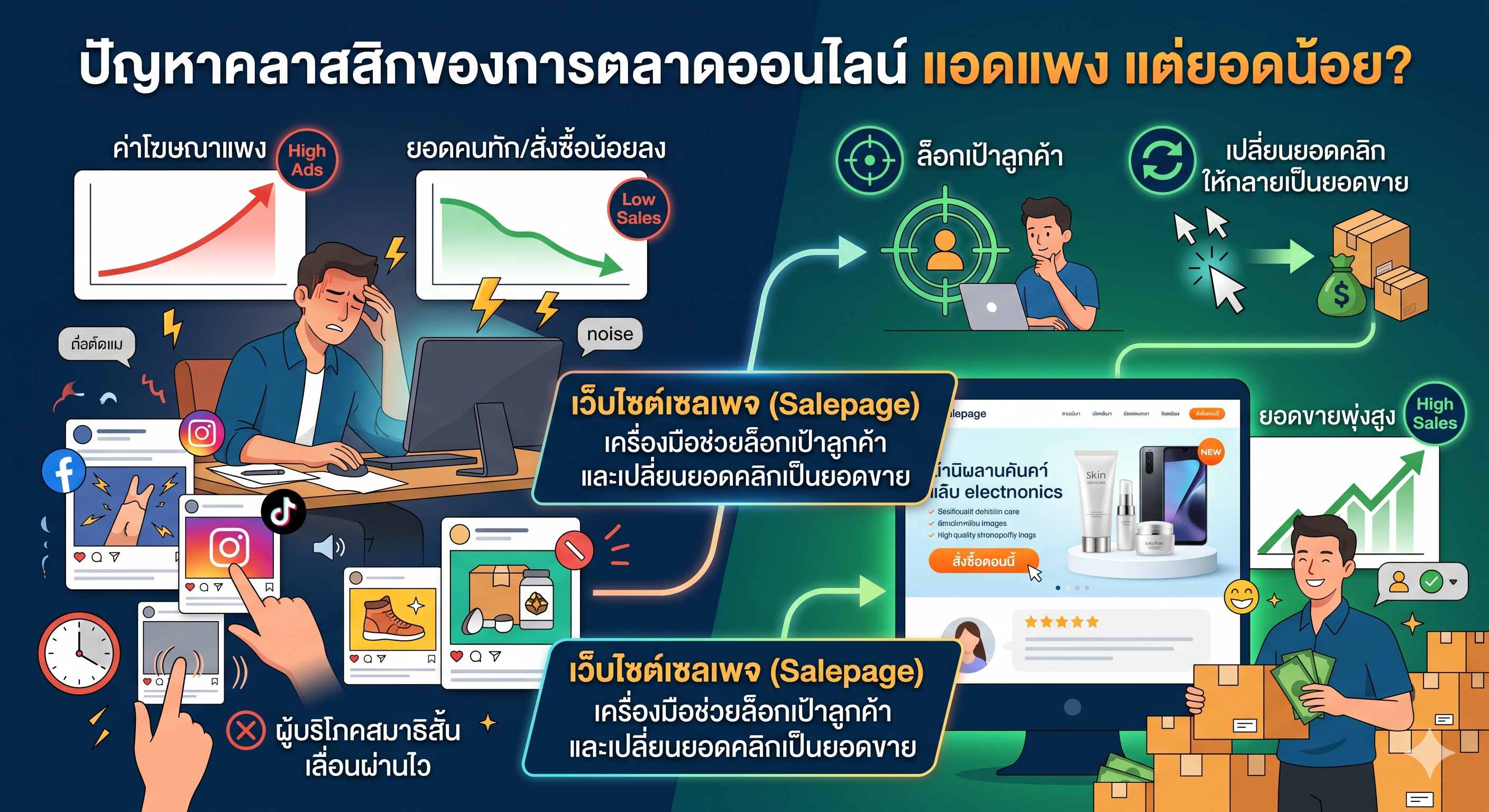 ยิงแอด Facebook แล้วคนทักน้อย? "เว็บไซต์เซลเพจ" ช่วยล็อกเป้าลูกค้าและปิดการขายให้ง่ายขึ้นได้อย่างไร