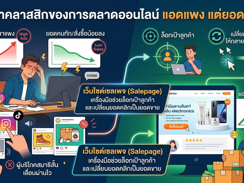 ยิงแอด Facebook แล้วคนทักน้อย? "เว็บไซต์เซลเพจ" ช่วยล็อกเป้าลูกค้าและปิดการขายให้ง่ายขึ้นได้อย่างไร
