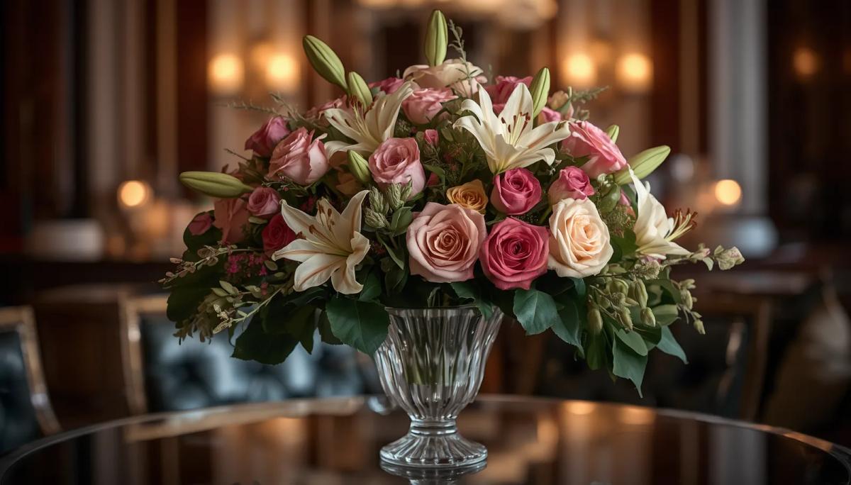 Classic roses and lilies hand-tied bouquet