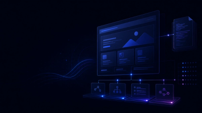 Dark illustration of a website connected to Markdown, API, and agent tool routes