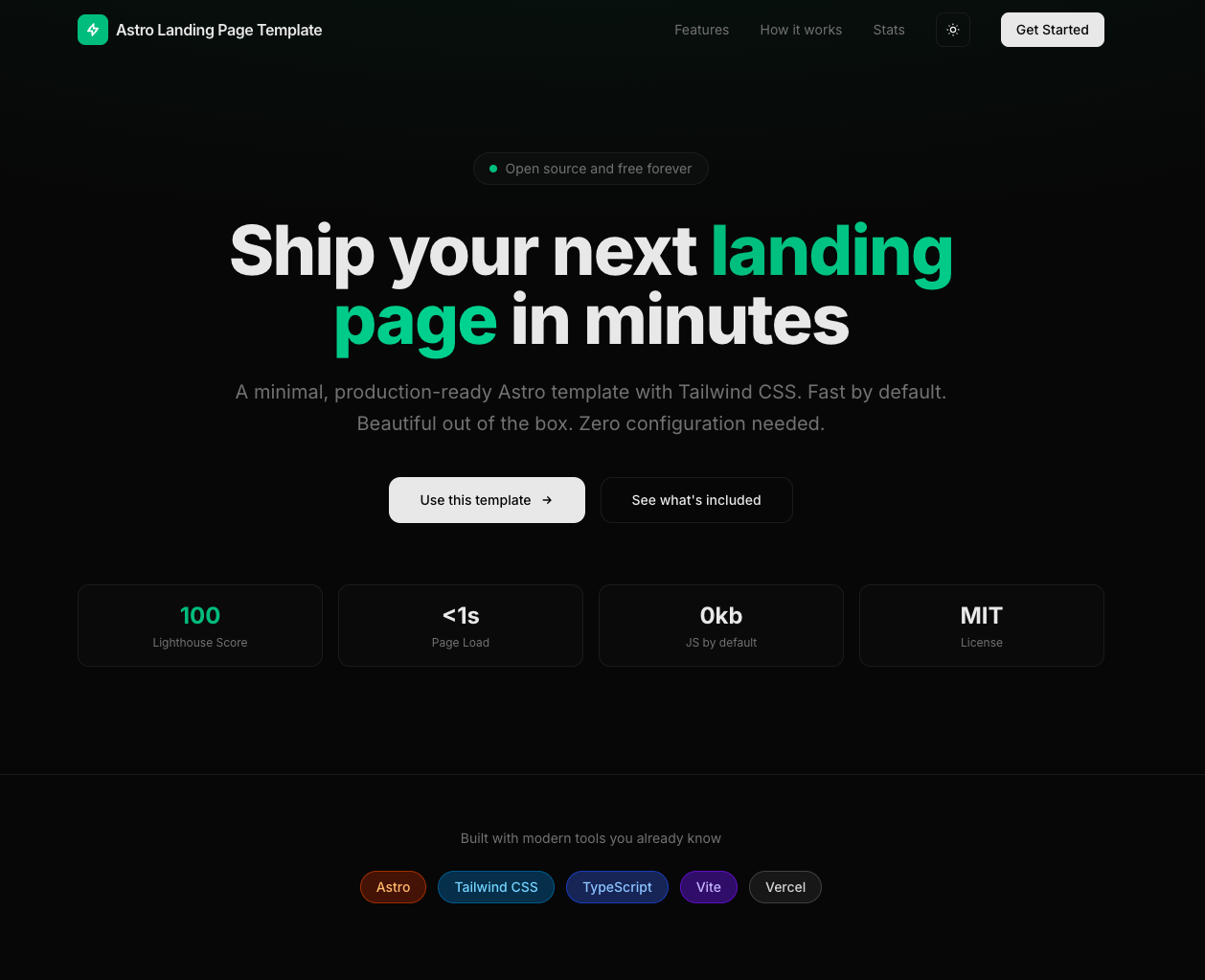 Astro Landing Page Template