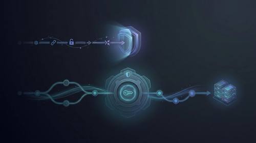 A protected deployment pipeline separating untrusted pull requests from a 1Password-backed production secret path