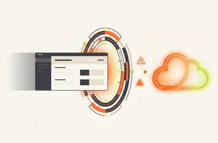 A configuration panel passing through a circular scanner before a cloud deployment.