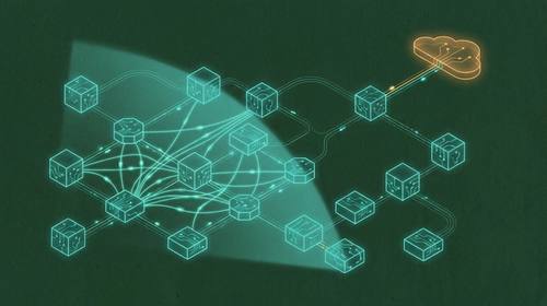 A set of local Worker services connected through a diagnostic map, with one remote cloud resource clearly marked