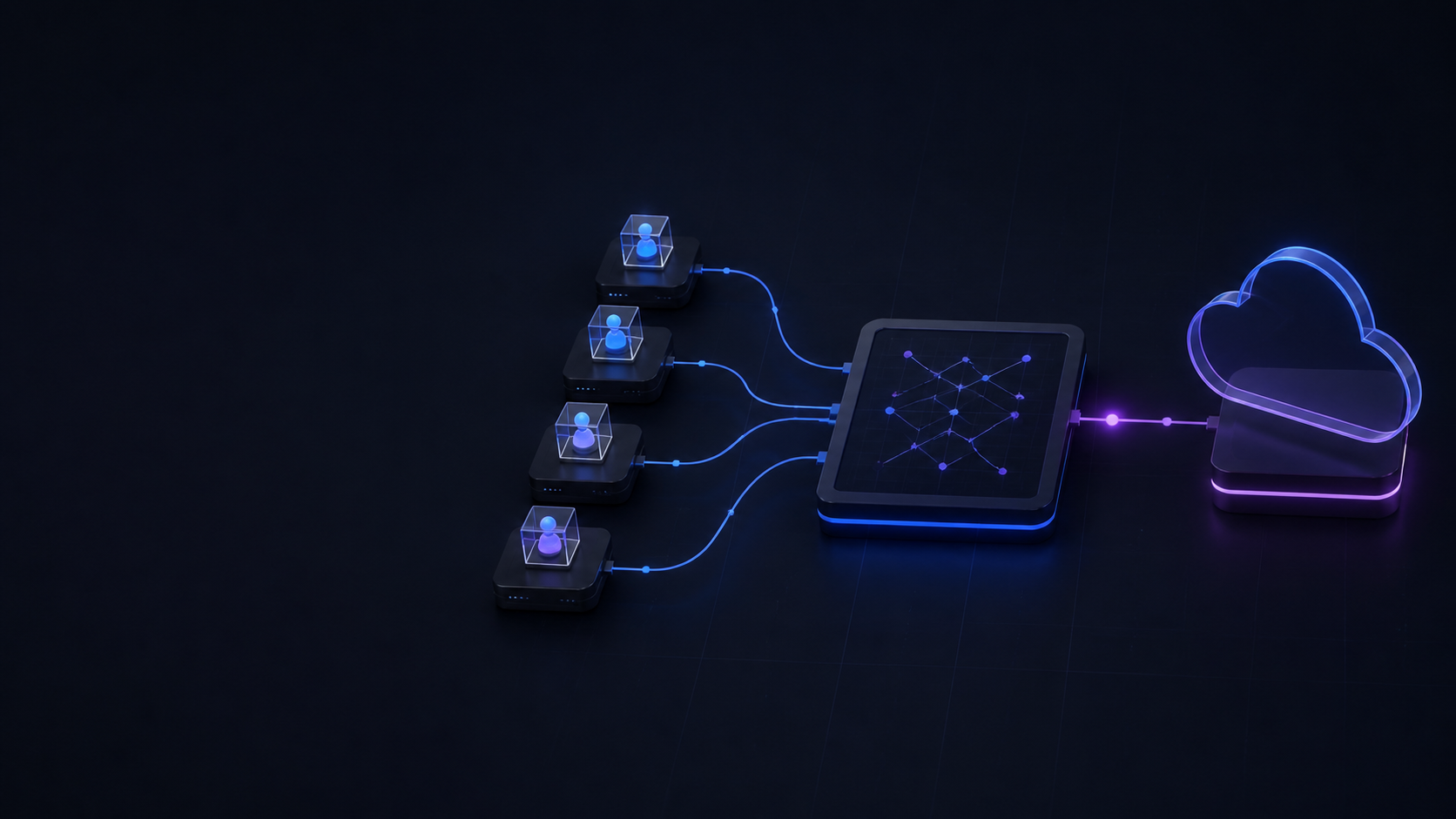 Four local worker nodes connect to a map tablet and a cloud server.