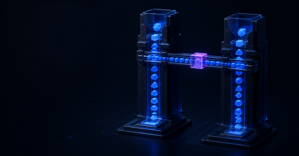 Two compiler towers share a glowing lint rail as type shapes pass through both.