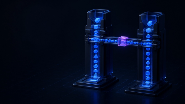 Two compiler towers share a glowing lint rail as type shapes pass through both.