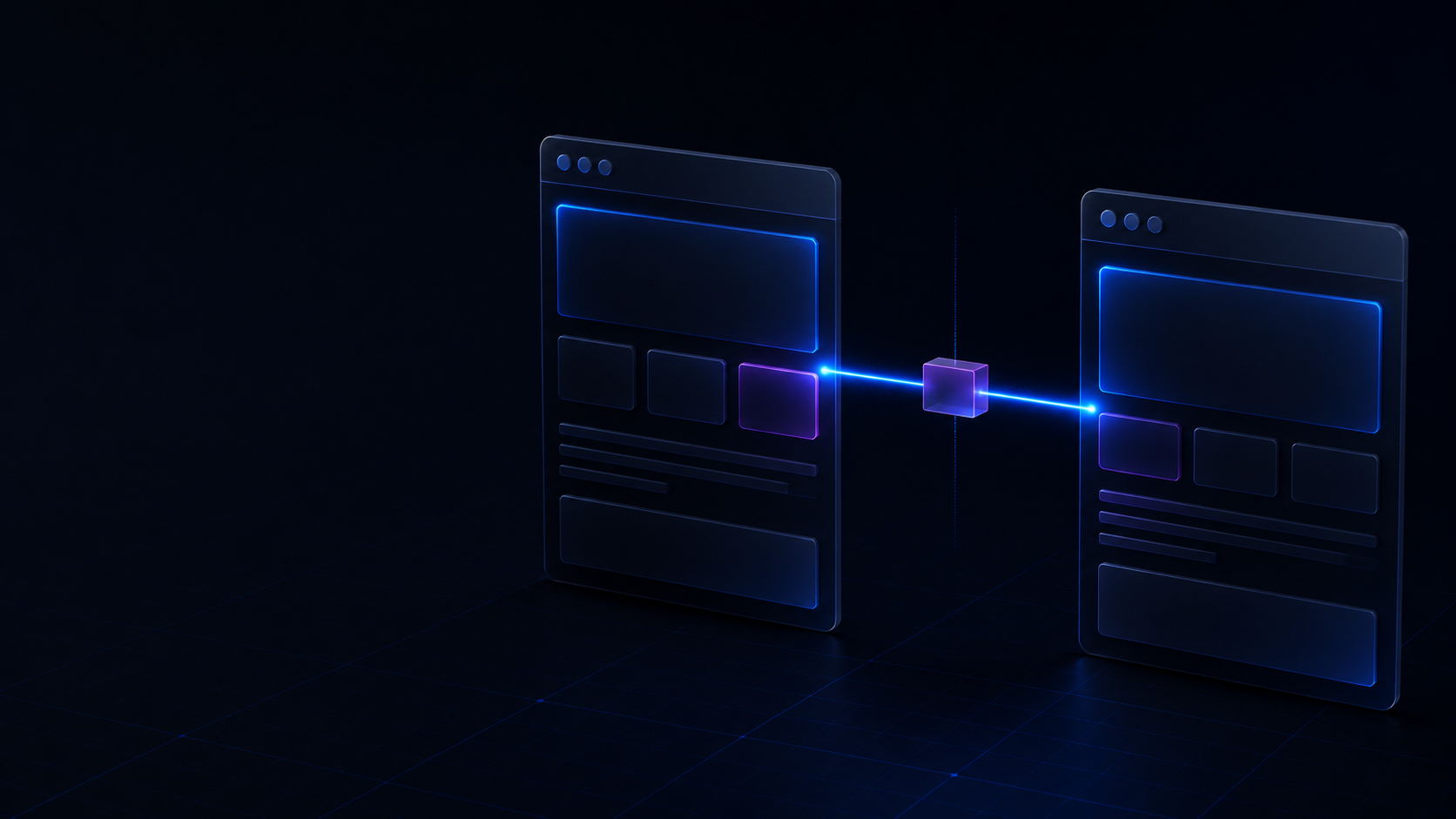 Two browser render frames align around a small mismatched block.