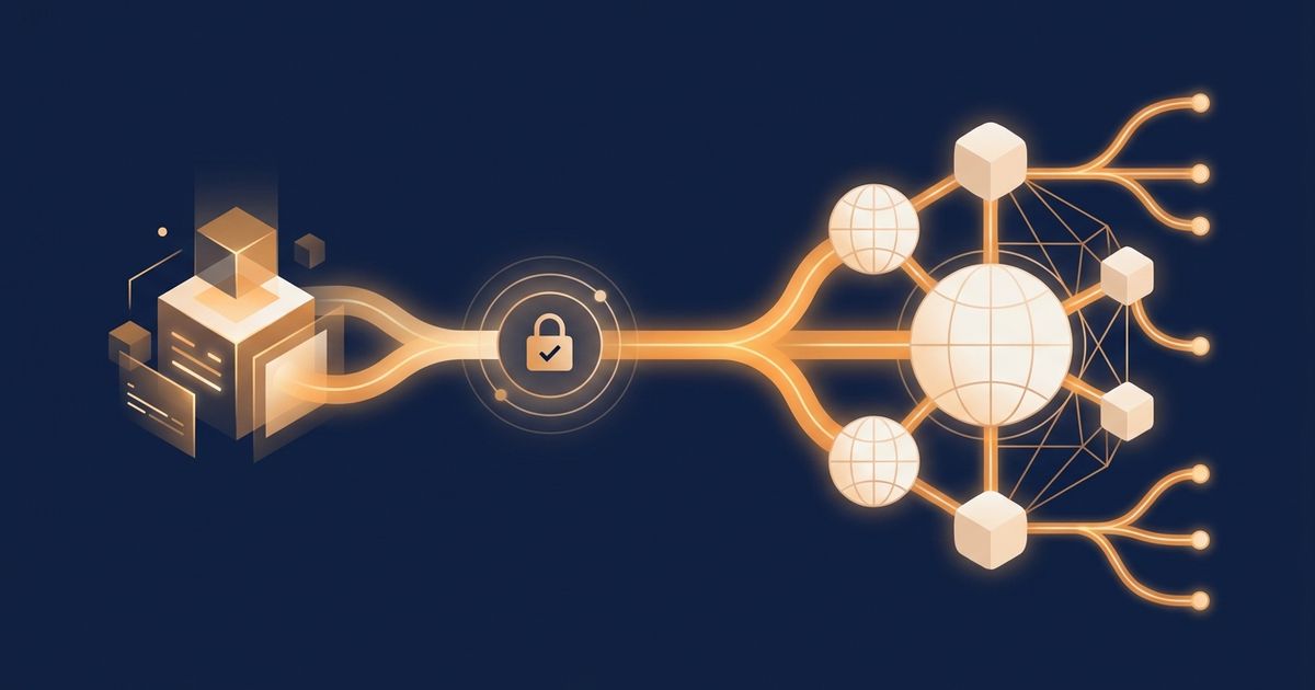 A content update signal travelling from a CMS through a secure webhook into a fast global edge cache