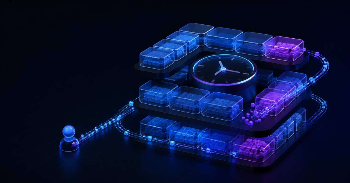 Layered translucent cache blocks surround a clock while a user request bypasses changing data.