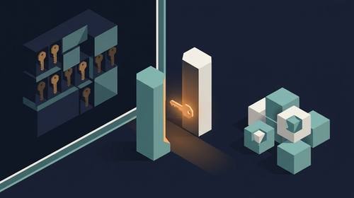 An encrypted key entering a narrow Docker deployment path while separate application secrets stay behind a vault boundary
