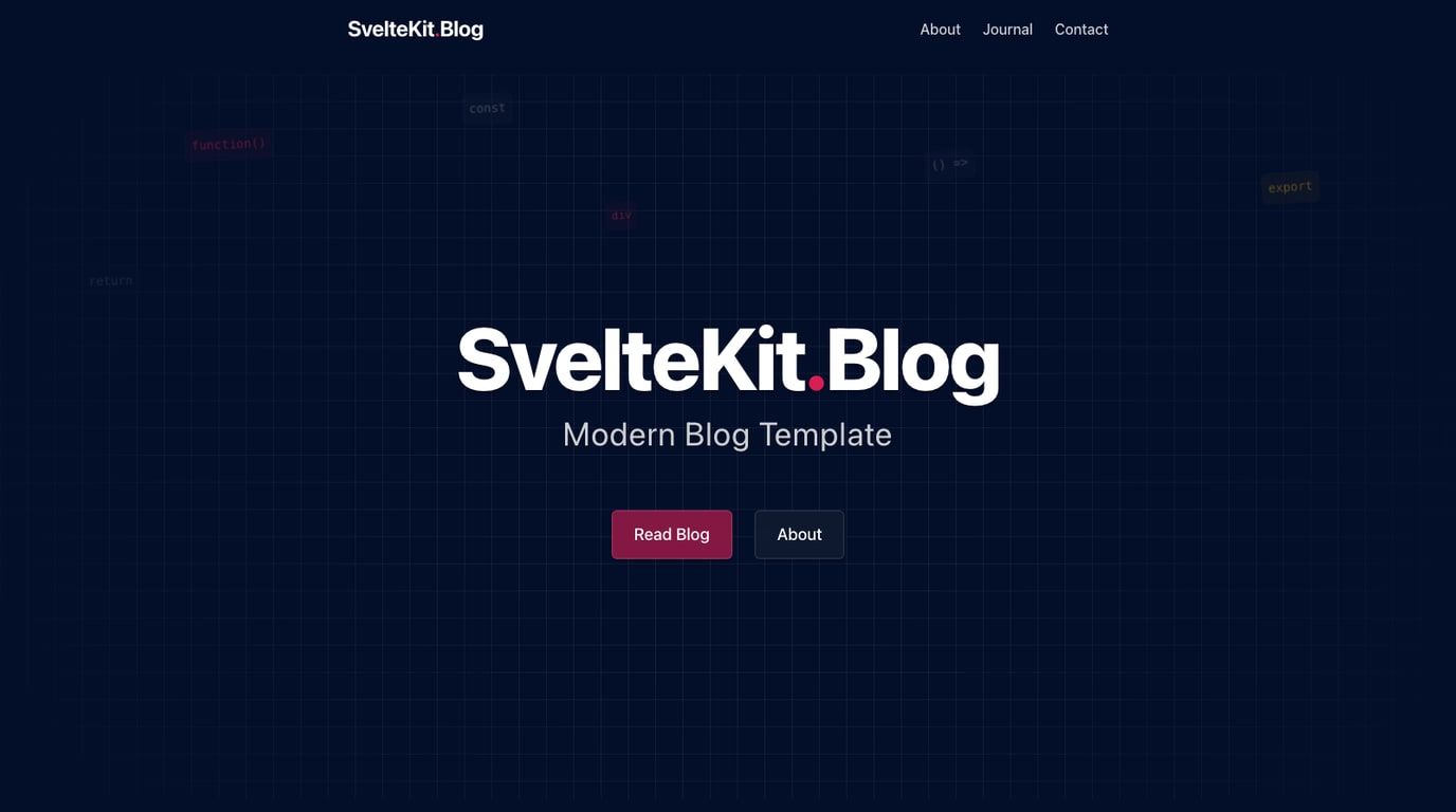 SvelteKit MDsveX blog starter with a dark hero and reading layout
