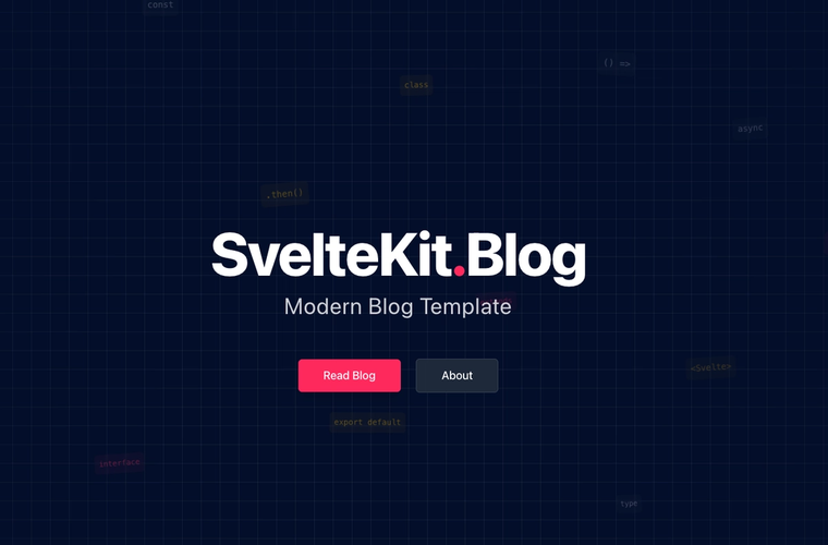 A SvelteKit MDsveX blog starter with a post list and dark reading layout.