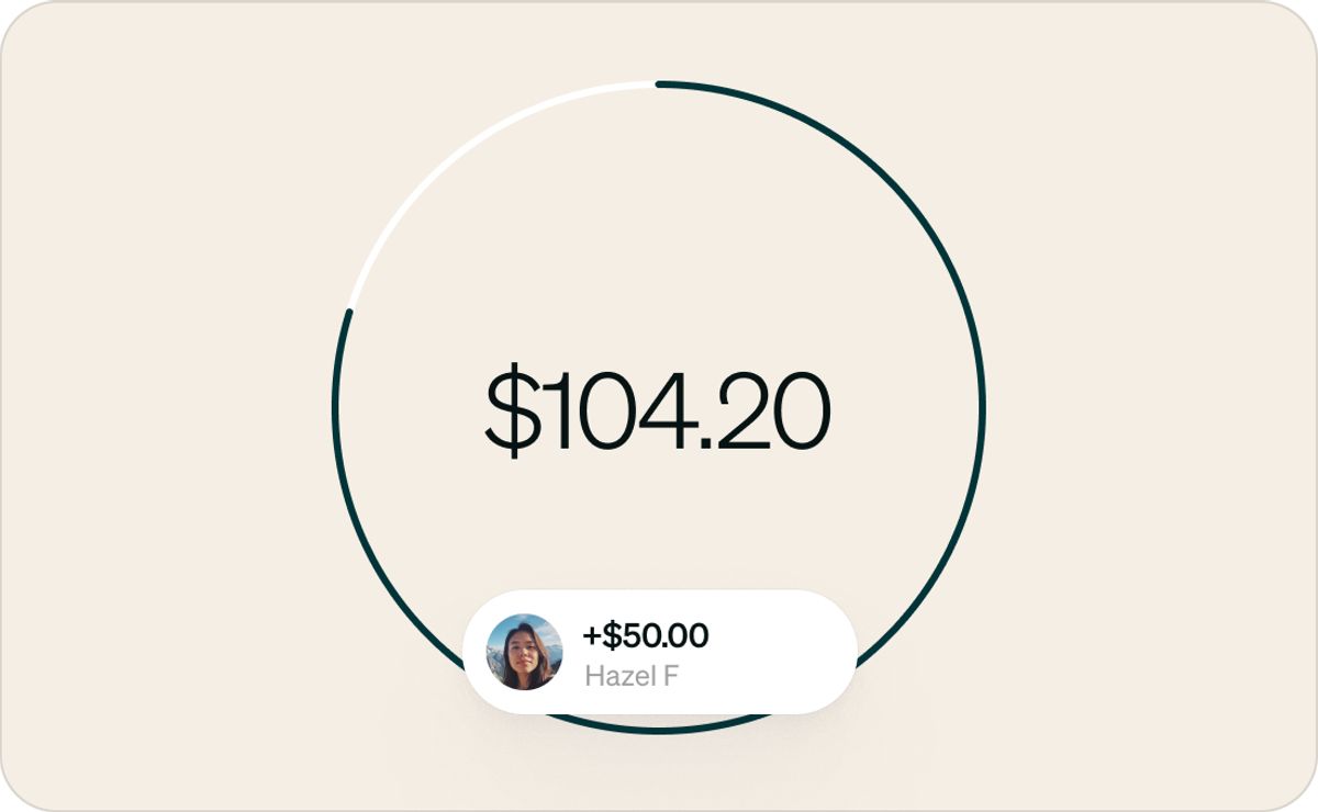 A graphic showing a user contributing to a balance