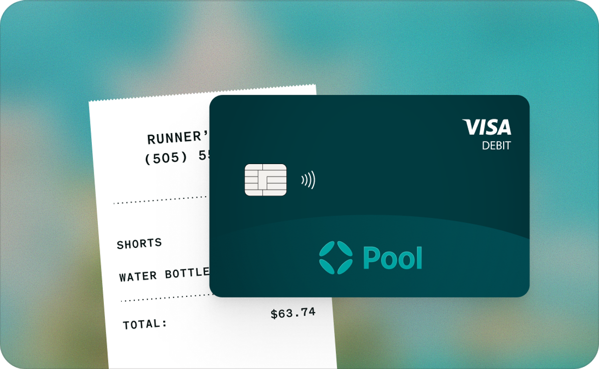 A graphic of a Pool Debit Card with a reciept.