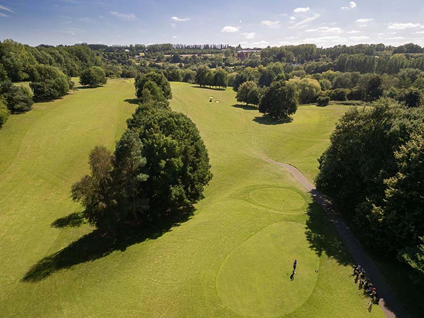 Aerial view of Delta Hotels by Marriott Tudor Park Country Club's parkland golf course