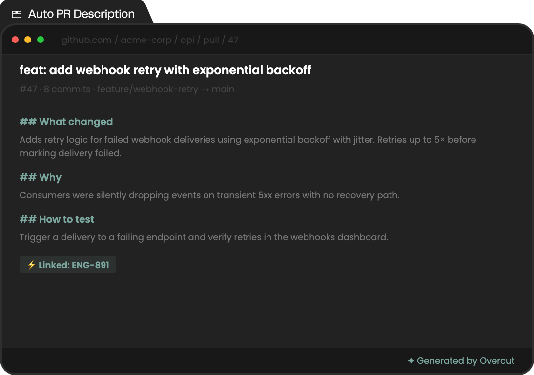 Auto PR Description — example generated output