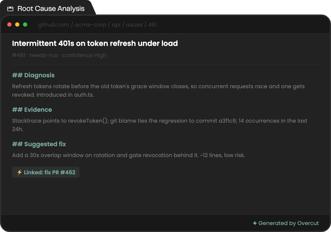 Auto Root Cause Analysis — example generated output