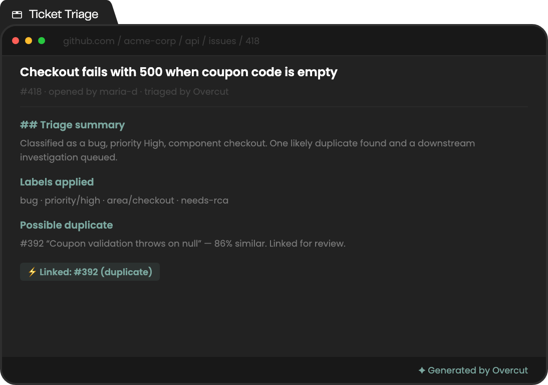 Automated Ticket Triage — example generated output