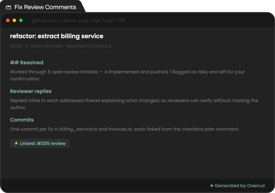 Fix Review Comments — example generated output
