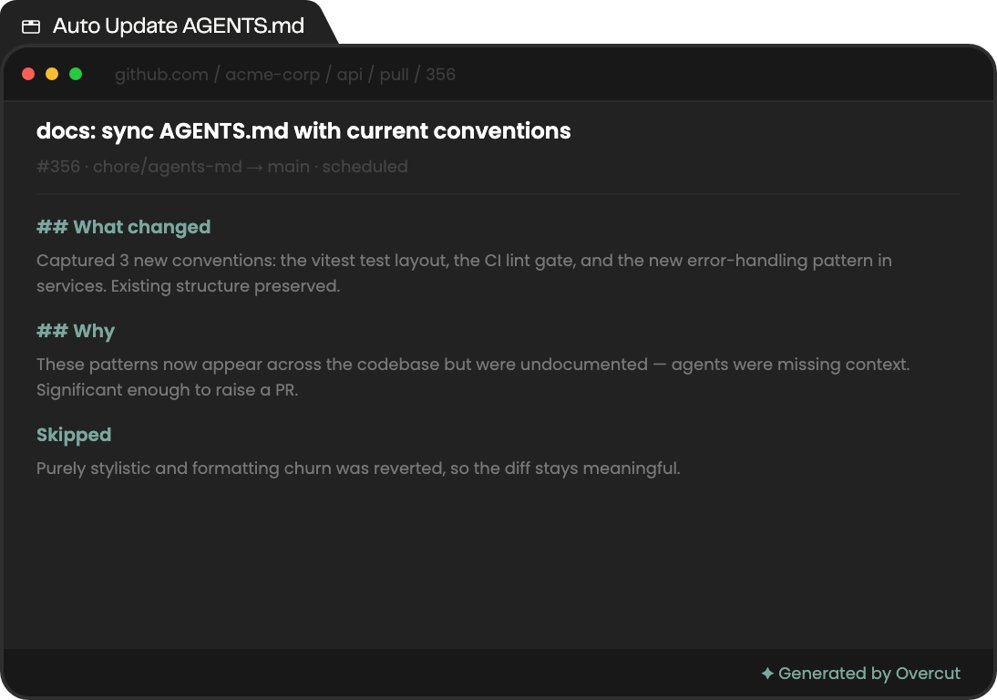 Auto Update AGENTS.md — example generated output
