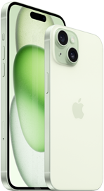 iPhone 15 Plus 6,7 po et iPhone 15 6,1 po mis face à face pour montrer leur différence de taille.