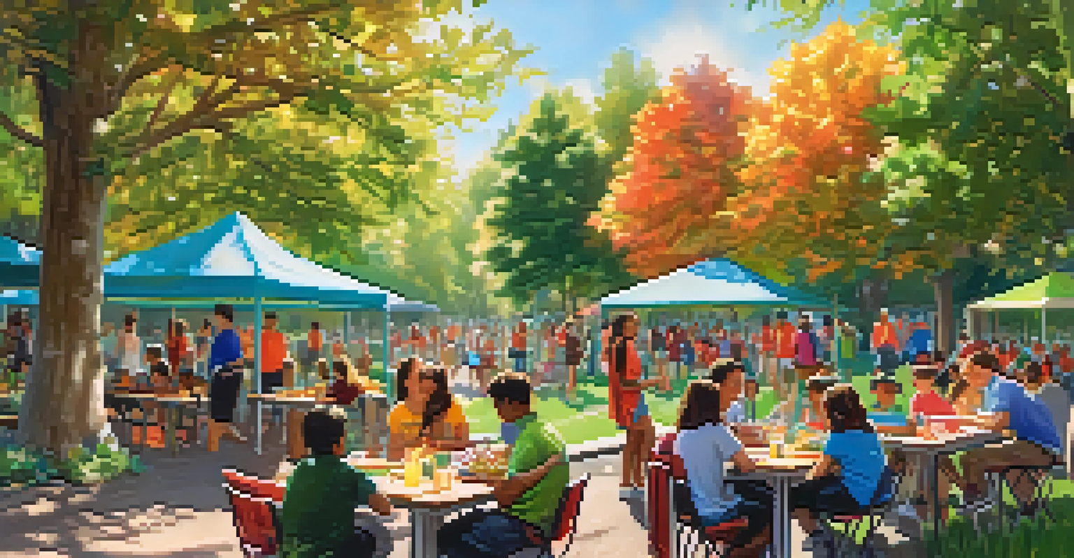 University students engaging with children in a park, providing tutoring and support in a vibrant outdoor setting.