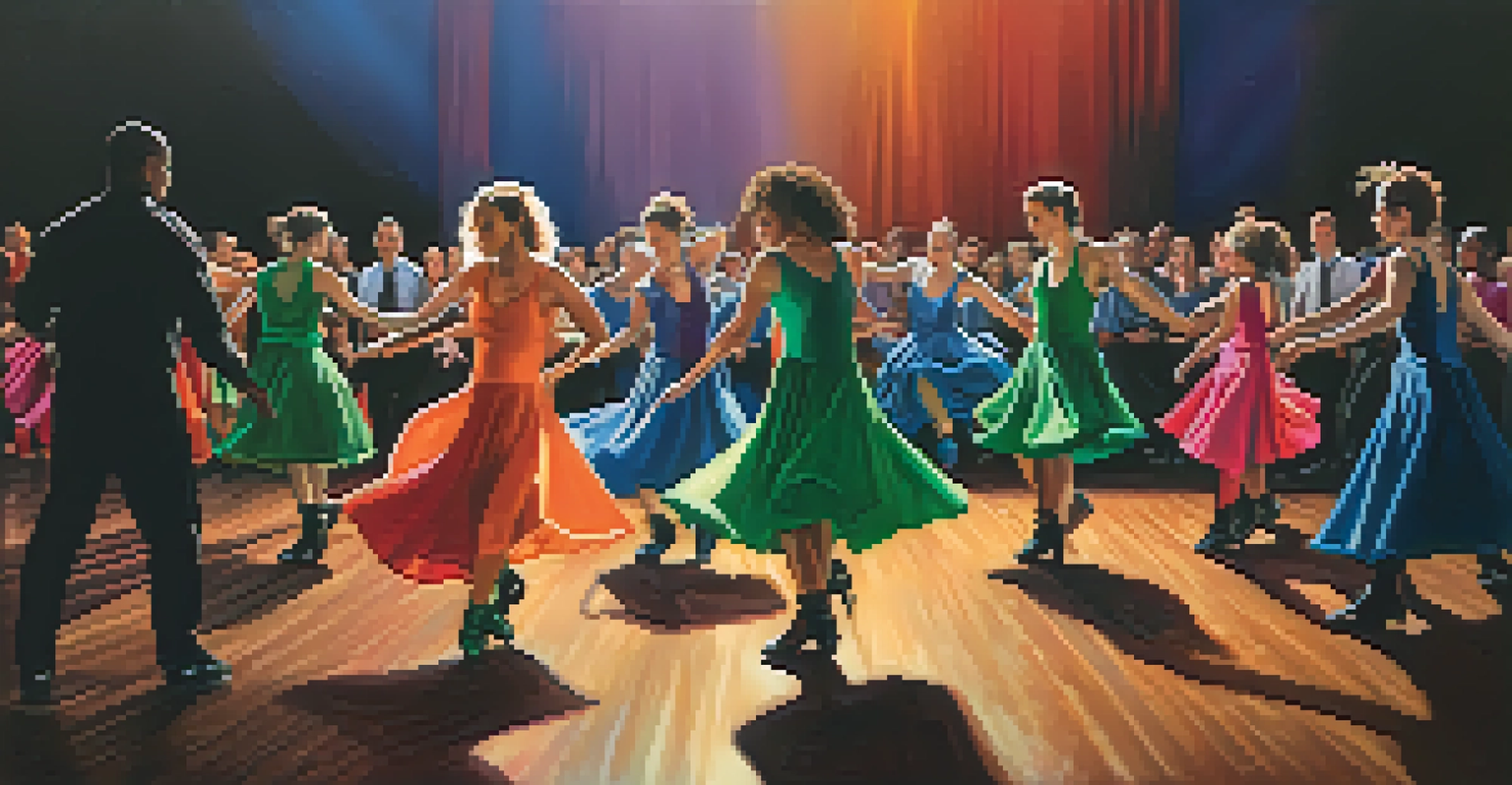 A dynamic dance performance on stage, featuring dancers in colorful costumes that blend traditional Irish and modern hip-hop styles.
