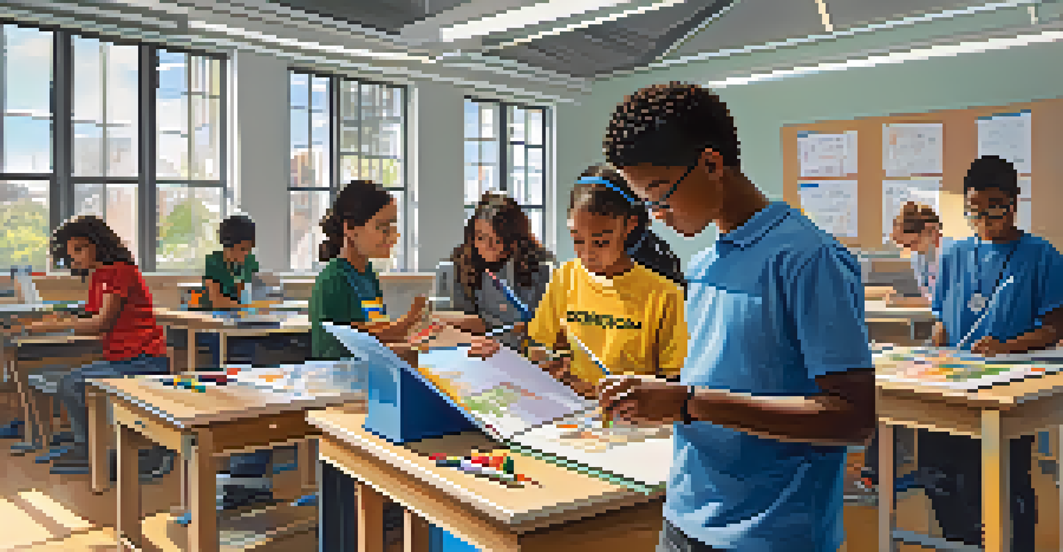 Students of diverse backgrounds engaged in a hands-on workshop in a modern classroom filled with technology.