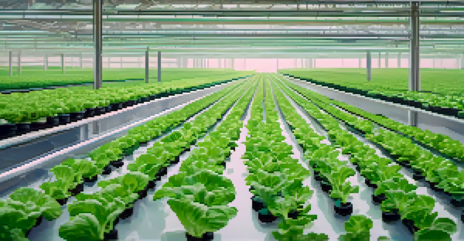 A close-up view of hydroponic systems with vertical stacks of leafy greens in an urban farm, showcasing intricate water delivery systems and vibrant green colors.