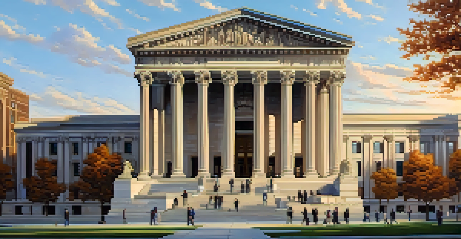 The Illinois Supreme Court building at sunset, highlighting its architectural beauty.